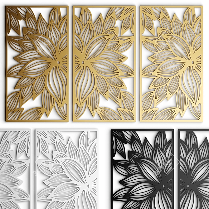 Triptych v8 Wall Art Panel 3D model image 1