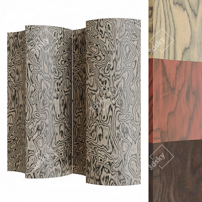 Sottsass Veneer Room Divider 3D model image 1