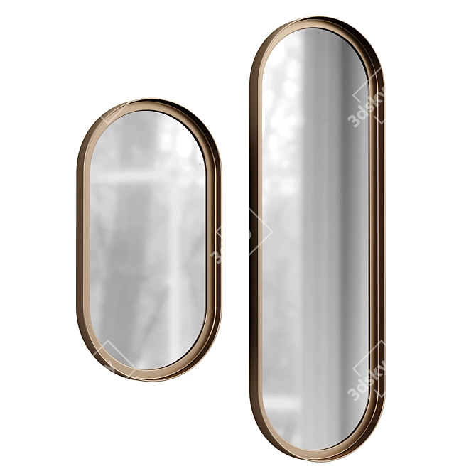 Golden Metal Tiare Wall Mirror 3D model image 1