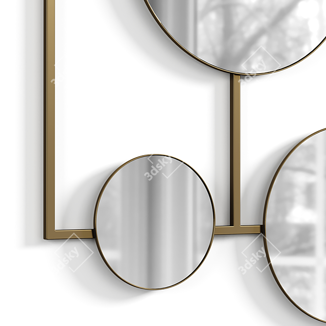 Sleek Metal Mirror 85x83 cm 3D model image 2