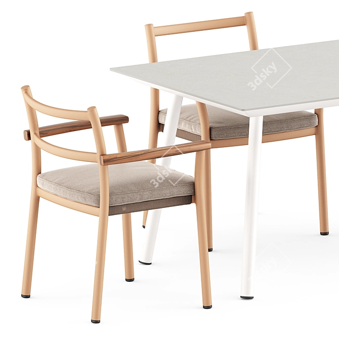 Modern Chic Set: Guinea Chairs & Babila Table 3D model image 2