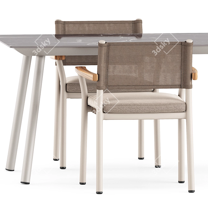 Modern Chic Set: Guinea Chairs & Babila Table 3D model image 3