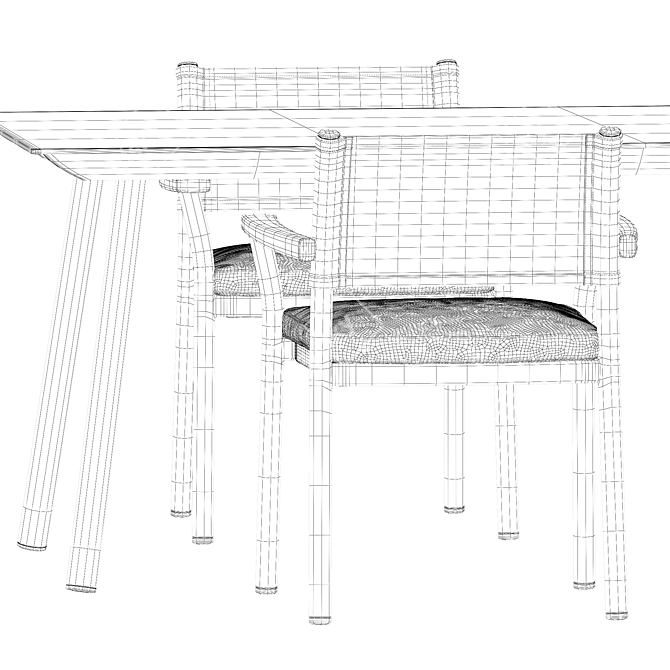 Modern Chic Set: Guinea Chairs & Babila Table 3D model image 5