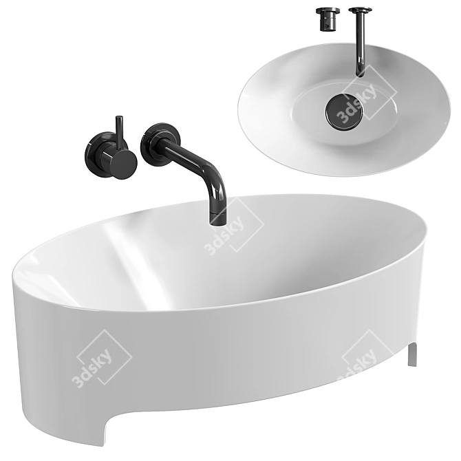 Elegant Evora Washbasin: Exquisite Design 3D model image 1