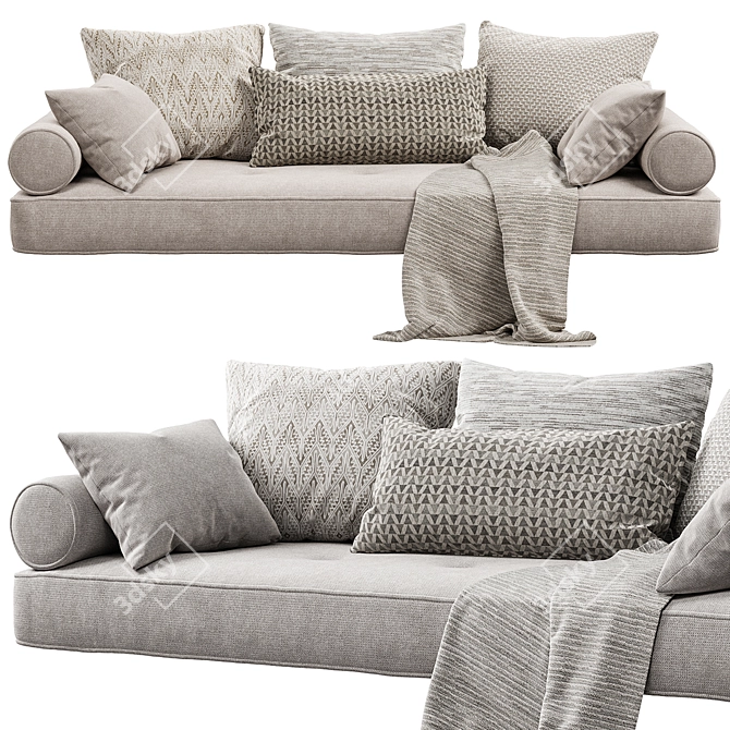 Cozy Window Seat Pillows Set 3D model image 2