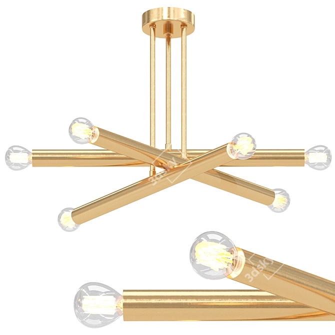 Industrial Chic LED Chandelier Fixture 3D model image 1