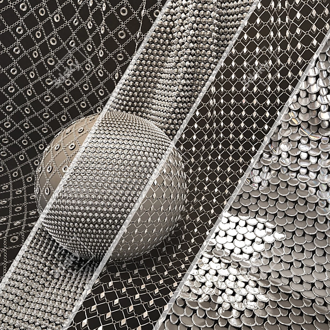 Metal Mesh Fabric Materials Set 3D model image 1