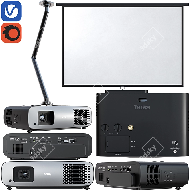 BenQ W4000i 4K Home Projector 3D model image 2