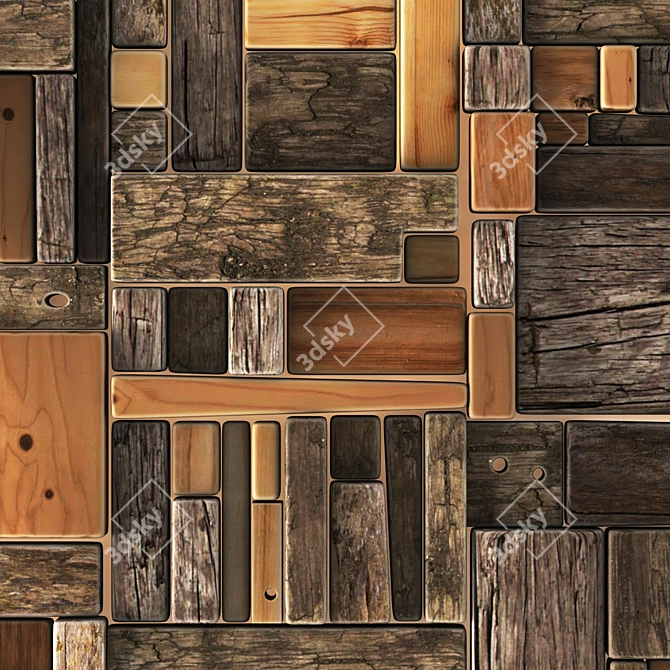 Modern Wood Panel Texture Set 3D model image 3