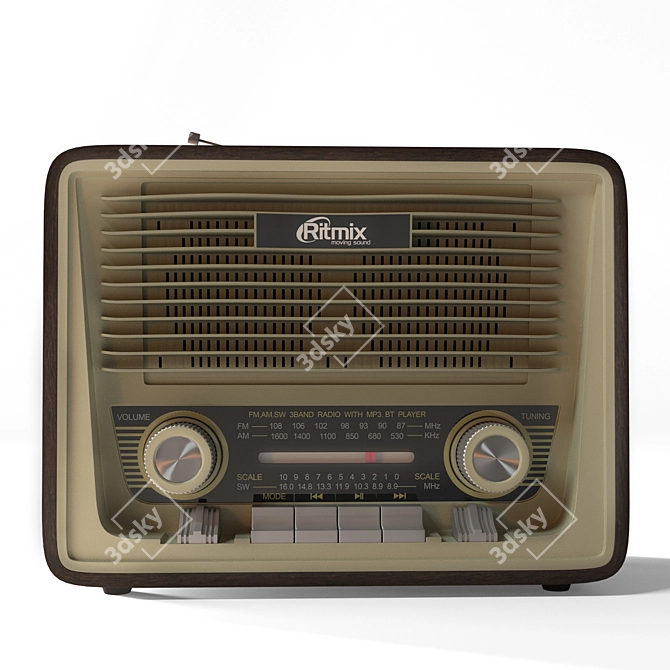 Vintage Style Radio RITMIX RPR-088 3D model image 2