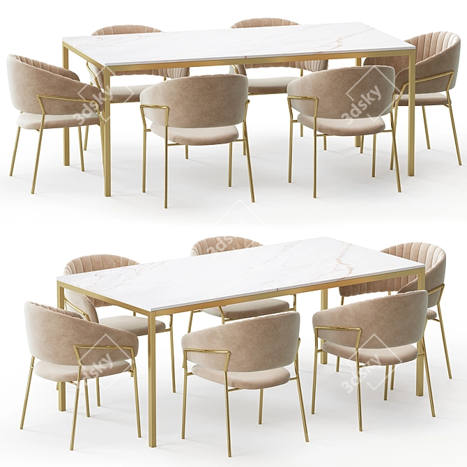 Modern Pisa Chair and Table 3D model image 1