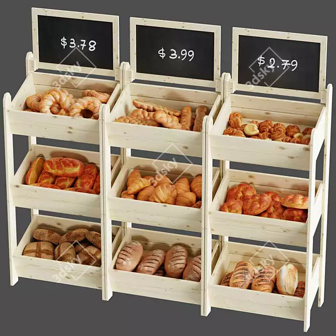 3-Tier Wooden Crate Display Stand 3D model image 9