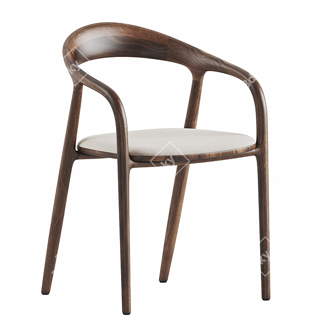 Elegant Neva Chair with Velvet 3D model image 2