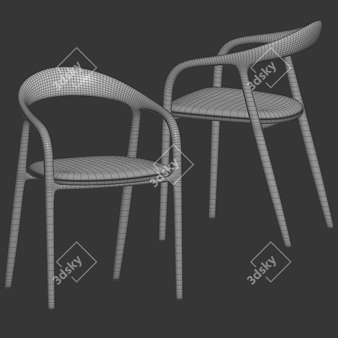 Elegant Neva Chair with Velvet 3D model image 3