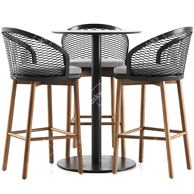  Italian Design Table Stool Combo 3D model image 1
