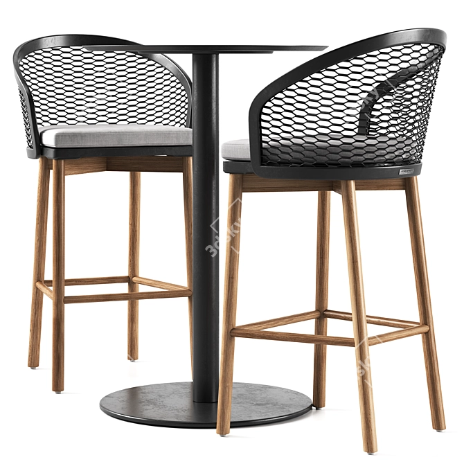  Italian Design Table Stool Combo 3D model image 6