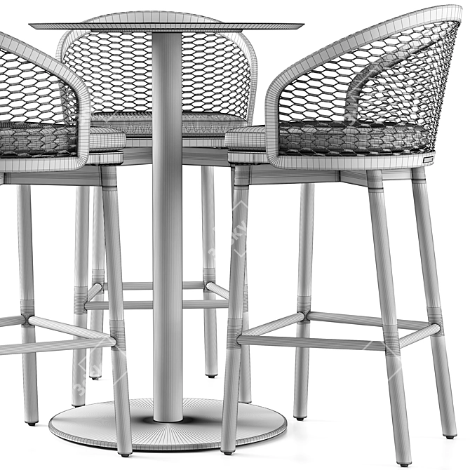  Italian Design Table Stool Combo 3D model image 7