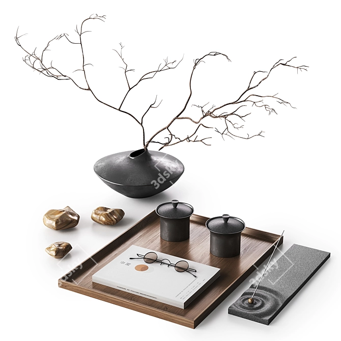 Minimalist Japandi Decor Set 3D model image 4