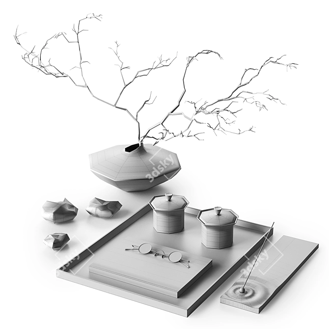 Minimalist Japandi Decor Set 3D model image 7