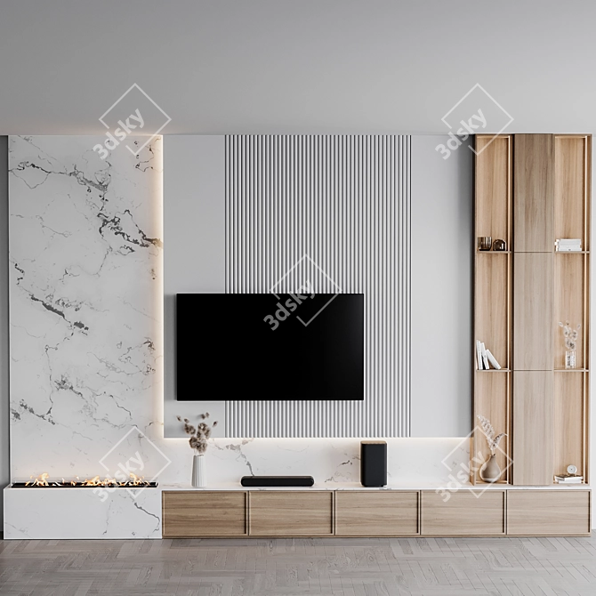 Modern TV Wall Kitchen Set 3D model image 2