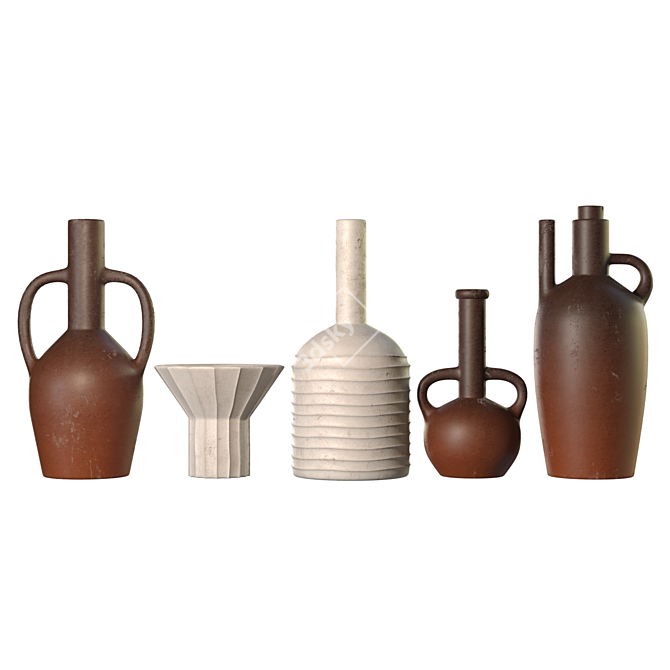 Wabi-Sabi Ceramic Vessels Set 3D model image 5