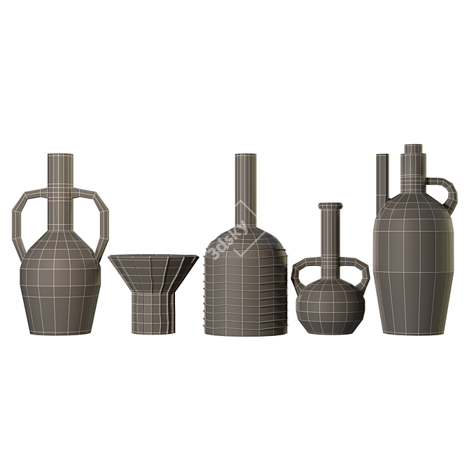 Wabi-Sabi Ceramic Vessels Set 3D model image 6