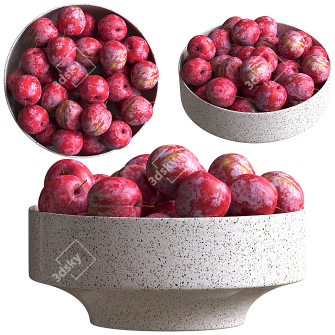 Plum Bowl 3D Model 01 3D model image 1