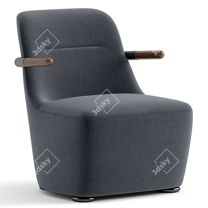 Velvet Fabric Jackson Armchair 3D model image 1