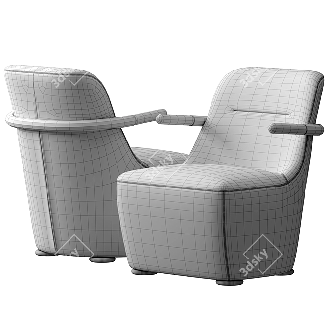 Velvet Fabric Jackson Armchair 3D model image 6