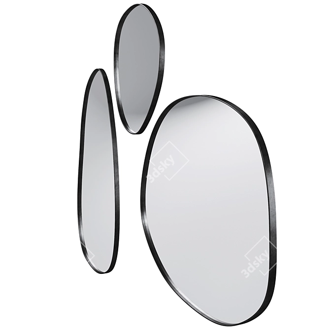 Modern Brass Wall Mirror Display 3D model image 3