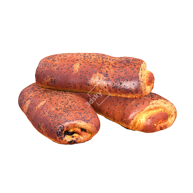 Poppyseed Roll 3D model image 2