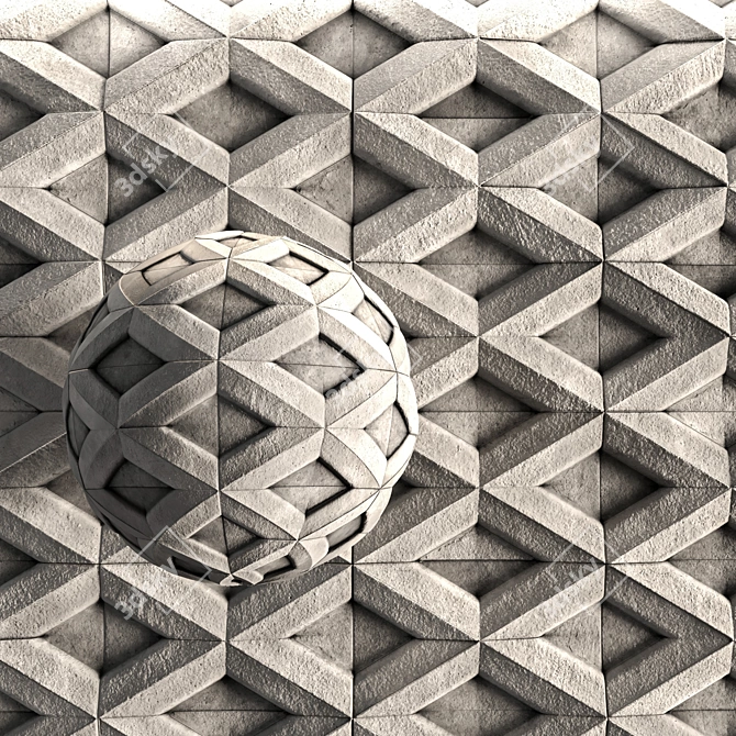 3D Concrete Wall Panel Texture Set 3D model image 1