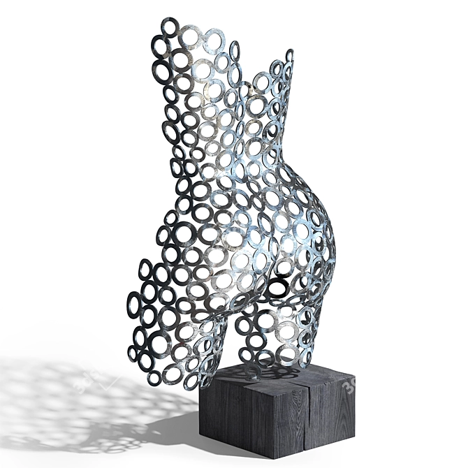 Modern Stainless Steel Sculpture Display 3D model image 2