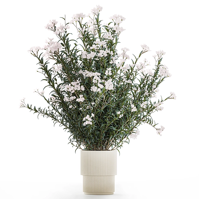 Modern White Blooming Plant Set 3D model image 4