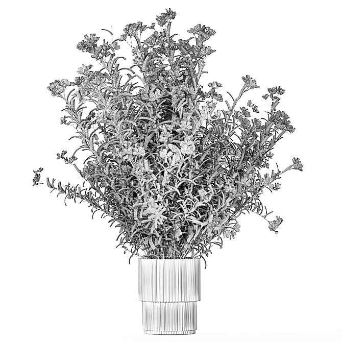 Modern White Blooming Plant Set 3D model image 7