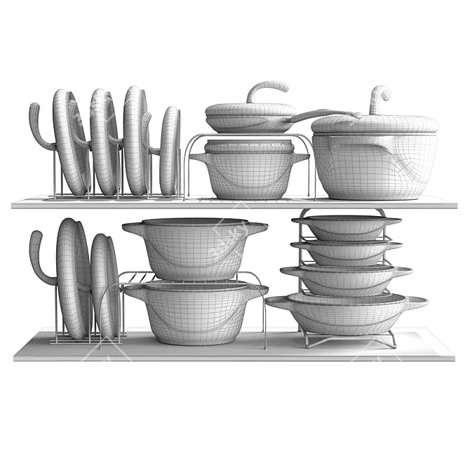 Compact Pot and Pan Storage 3D model image 3