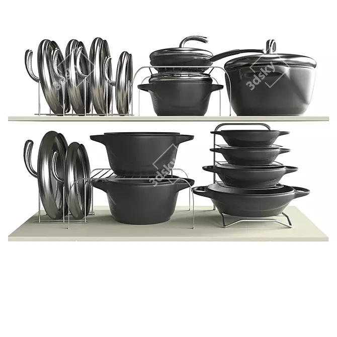 Compact Pot and Pan Storage 3D model image 4