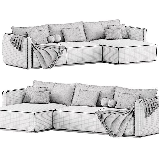 Sleek ESSE Sofa Blanche Design 3D model image 4