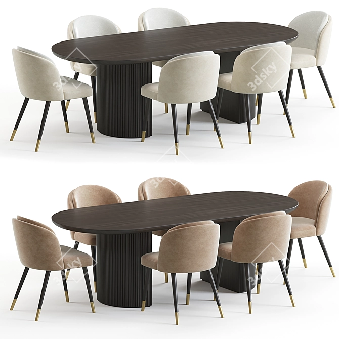 Elegant Shepard Chair Moon Table 3D model image 1