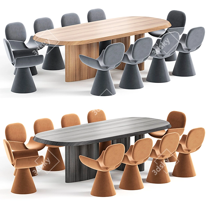 Modern Geometric Table & Chair 3D model image 1