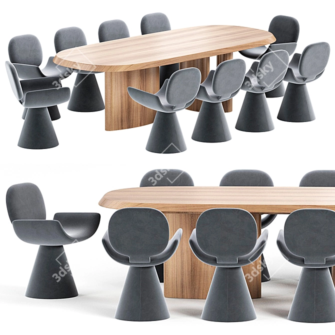 Modern Geometric Table & Chair 3D model image 2