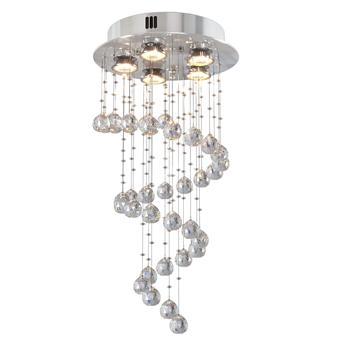 Spiral Crystal Silver Chandelier 3D model image 1