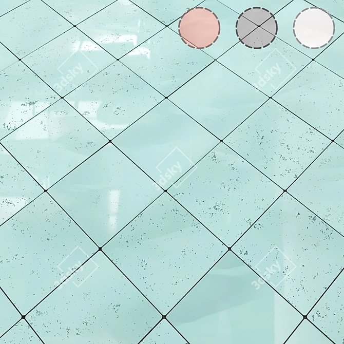 Damaged Ceramic Tiles Collection 3D model image 6
