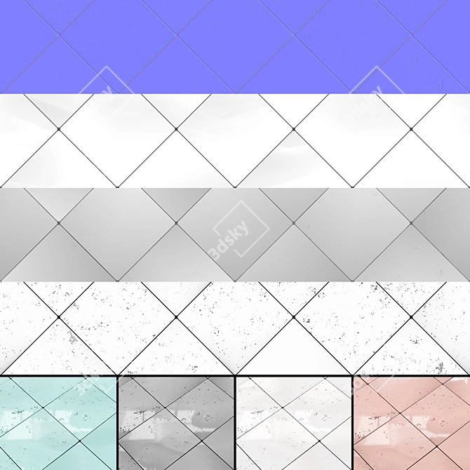 Damaged Ceramic Tiles Collection 3D model image 10