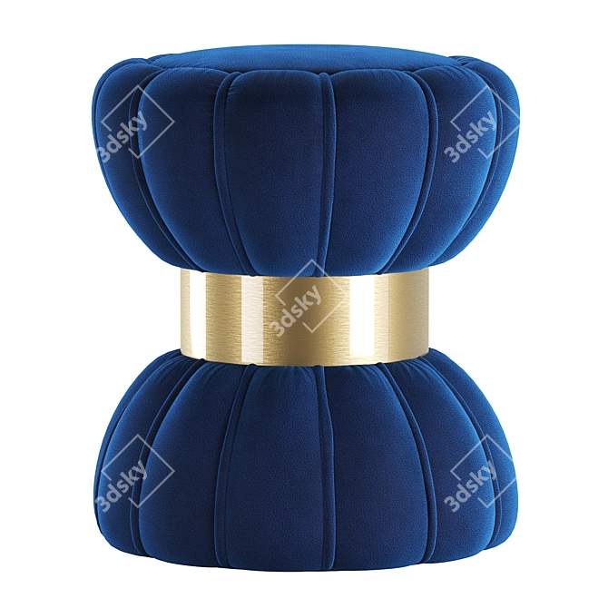 Navy Velvet Ottoman Stool 3D model image 1