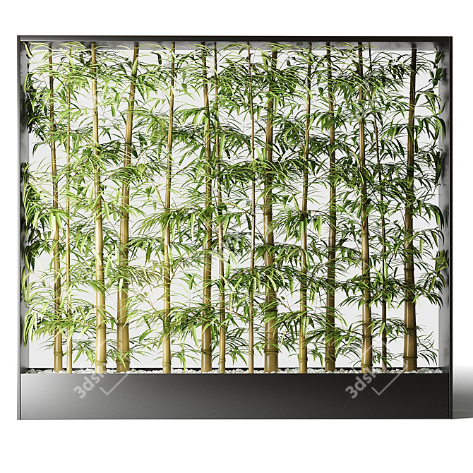 Bamboo Glass Office Partition 3D model image 3