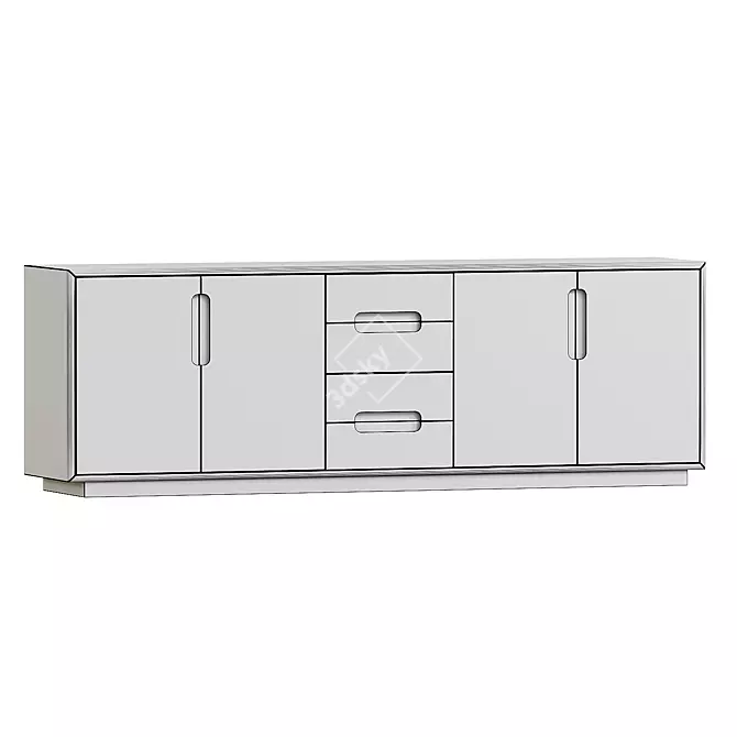 Rustic Oak Sideboard with Drawers 3D model image 2