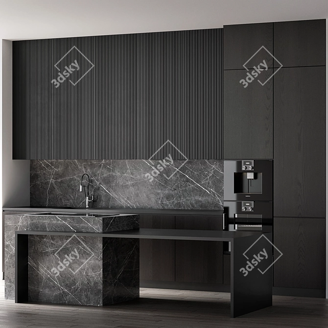 Modern Kitchen Cabinet with Premium Appliances 3D model image 1