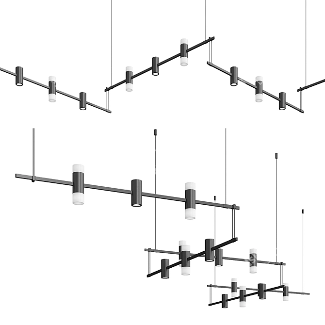 Modern Suspenders Chandelier Fixture 3D model image 1