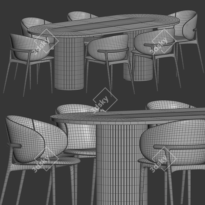 Modern Elegance Dining Set 3D model image 5